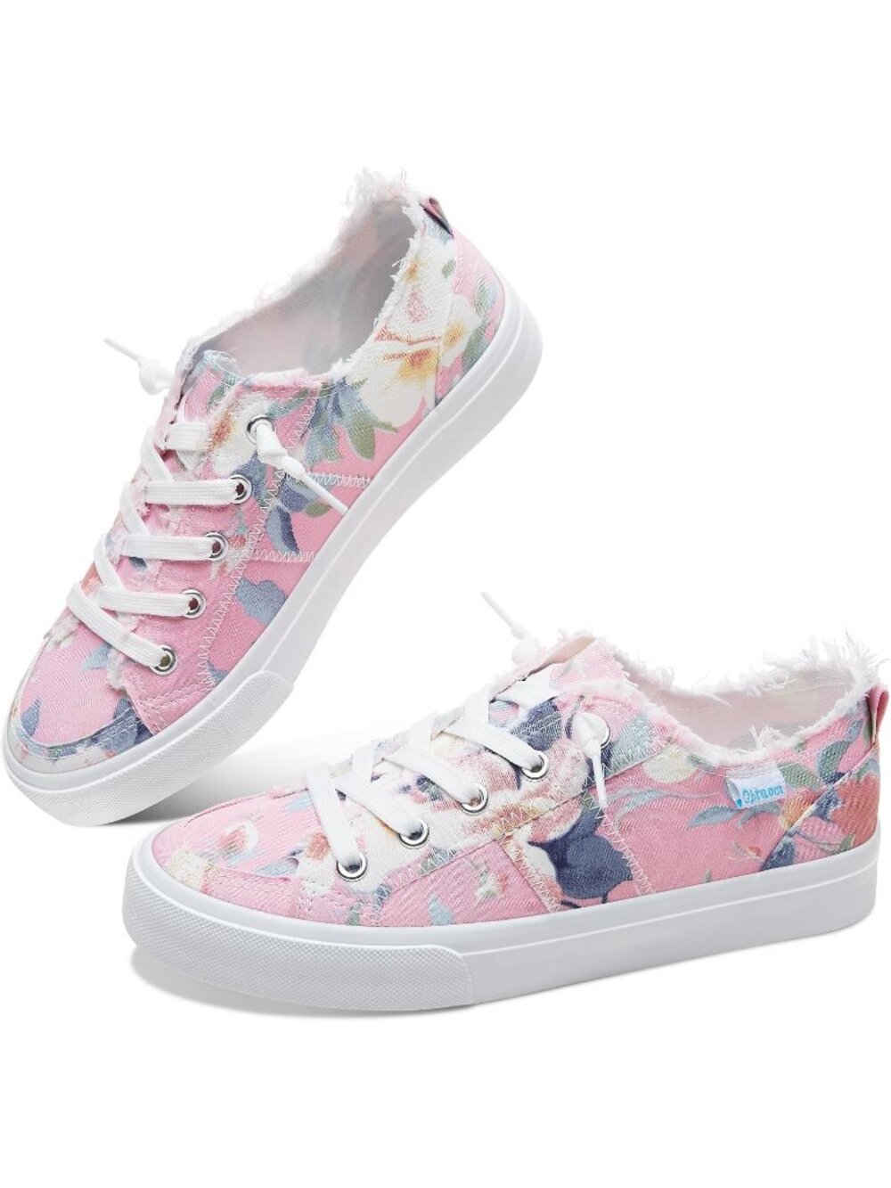 Women's Pink Blue Rubber Sole Comfortable Canvas Fashion Slip on Walking Sneaker